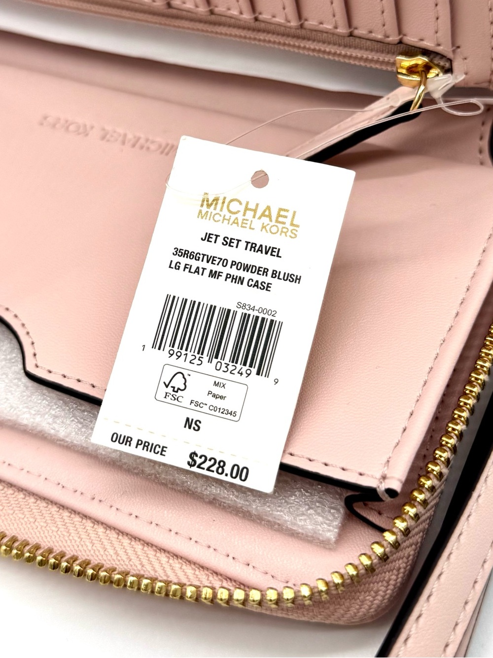 Michael Kors Large Quilted Heart Flat MF Phone Case Wallet Powder Blush - Picture 6 of 6